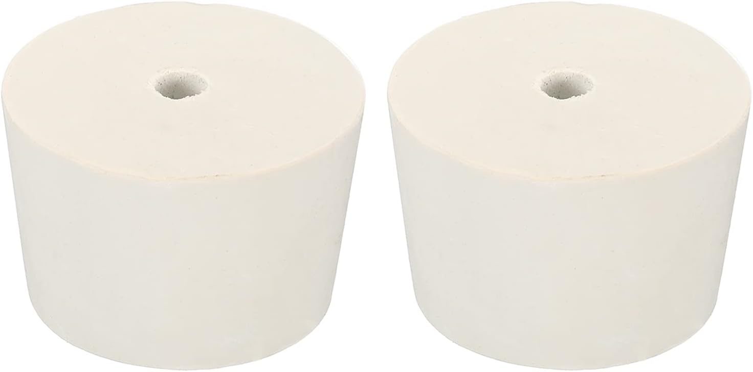 VermiS Solid Rubber Stoppers Rubber Tapered Plug 43mm to 50mm with 8mm Hole Test Tubes Bungs Stopper White for Lab Home 2 Pieces (Size : 43mm to 50mm)