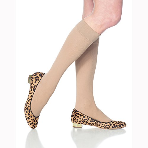Image of SIGVARIS Women's Essential Cotton 230 Closed Toe Calf-High Socks 30-40mmHg - White - Large Long