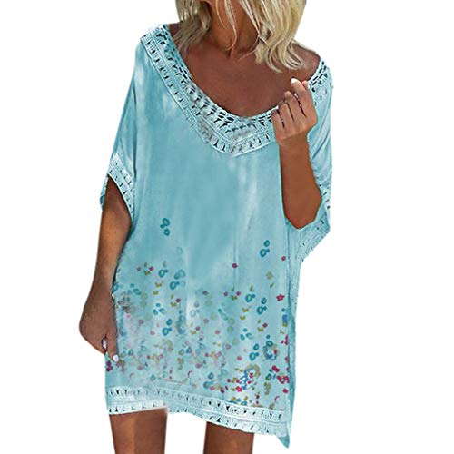 Aini Vestido De Verano De Las SeñOras Falda Suelta Camiseta Vestido De Encaje Falda De Moda Casual Falda De Playa Falda Estampada Falda Corta Mini Falda Vestido Verano Mujer Ropa De Verano