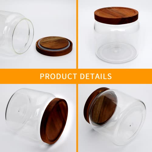 Datttcc Glass Jars,Set Of 4 Glass Food Storage Containers With Wooden Lids,Clear Glass Canister Sets For Sugar,Tea,Coffee,Snack,Spice,Herbs(33 Oz/ 1000 Ml) #TOP2