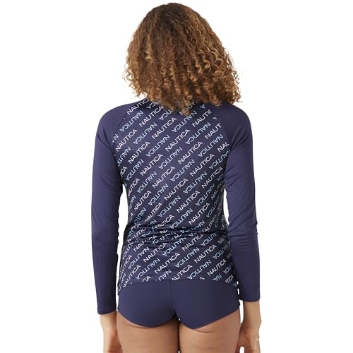 Image of Nautica Women's Long Sleeve Rashguard - Quick-Dry, UPF Protection, Swim Shirt, Pool, Beach, Hiking, Yoga, Volleyball