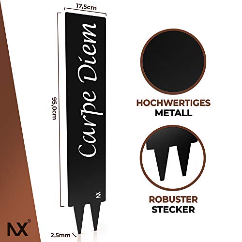 tradeNX Gartenstecker Schwarz | Metall | Gartenschild Gartendeko Terrasse Schild in Schwarzoptik (Carpe Diem) - Image 3