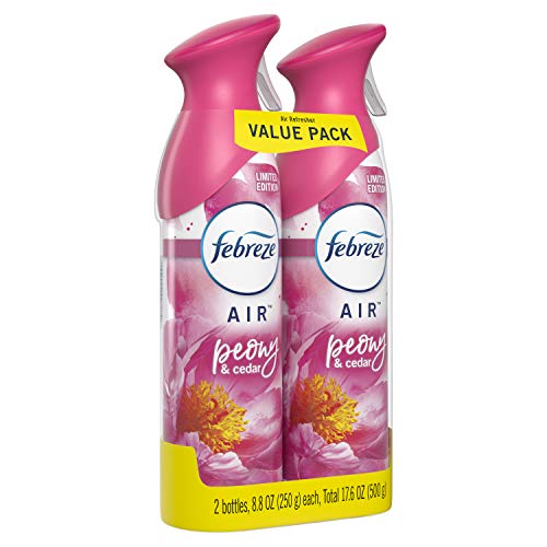 Image of Febreze Air Odor-Eliminating Air Freshener Spray for Strong Odor (Peony & Cedar, 2 Packs)