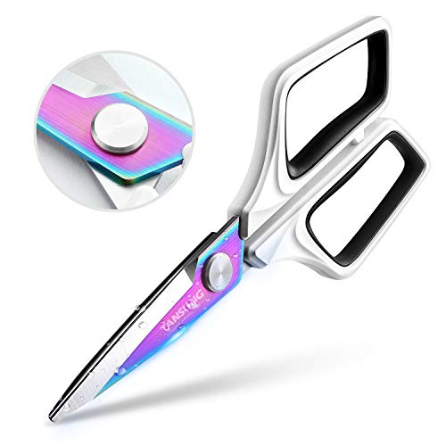 TANSUNG Household Shears, 8.5 inch Sewing Scissors, Craft Scissors with Comfort Grip,Left or Right Hand Scissors with Sharp Stainless Steel Blades for Fabric,Paper,Bubble Wrap,Tailoring, Leather