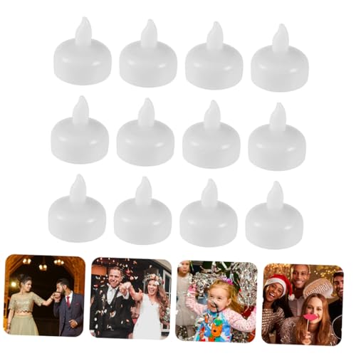 12 Velas flotantes LED impermeables de plástico blanco con batería para decoración 7