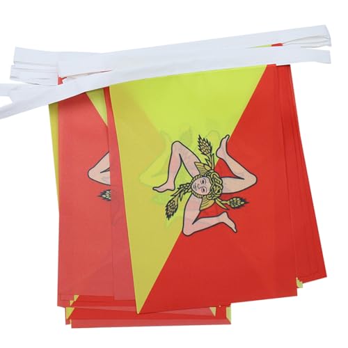 Image of AZ FLAG Sicily 6 meters BUNTING Flag 20 flags 9'' x 6'' - Italy - Sicilian STRING flags 15 x 21 cm