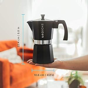 Grosche milano stovetop espresso maker moka pot 9 espresso cup 152 oz black and 3 replacement seals gaskets bundle stove top coffee maker moka italian espresso coffee maker and replacement gaskets  urban country home decor