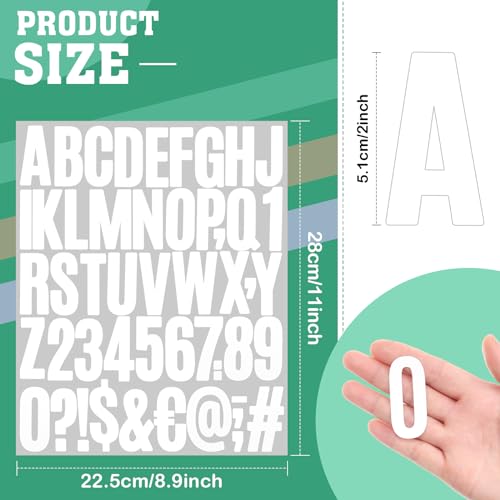Image of Qilery 32 Sheets 2 Inch Letter and Number Stickers Self Adhesive Vinyl Letters Alphabet Stickers Big Font Letters Number Tags for School Classroom Home Mailbox Decor (White)