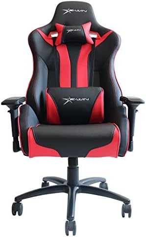 Ewin Chair Flash XL Series Gaming Chair with 4D Adjustable Armrest, Office Desk Chair Swivel Black PC Gaming Chair with Extra Lumbar Support and Headrest-FLG (Black Red)