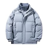 Genérico Plumas Hombre Abrigo Invierno Oversize Chaqueta Ligero Acolchada Elegante Cazadora De Plumón con Cremallera y Bolsillos Termica Plumiferos Hombre Frio Extremo Azul M