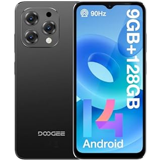 DOOGEE N55 Smartphone 2024, Android 14, 9（4+5） GB+128GB/1TB, 6.56" HD+90Hz, 13MP Fotocamera, Telefono Cellulare 5150mAh Batterie, 4G Dual SIM 2.4G/5G WiFi OTG Smartphone Gaming, Nero
