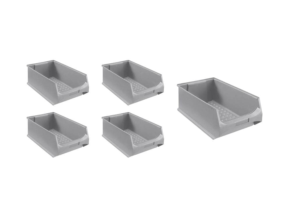 SparSet 5x Graue Sichtlagerbox 5.0 20x30x50cm 21,8 Liter Sichtlagerbehälter
