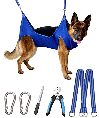 Kkiimatt 10 in 1 XXXL Dog Grooming Hammock Harness with Nail Clipper,Nail File,Dog Nail Trimming Clipping Hammock,Dog Grooming Sling for Nail Trimming/Clipping
