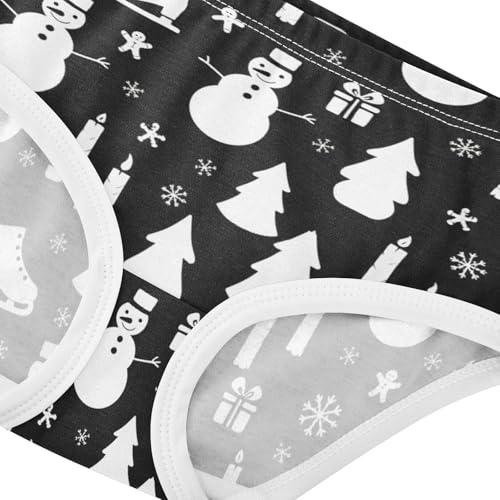 Girls' Underwear Snowflake Christmas Tree Snowman Black White Toddle Brief Panties 23035924
