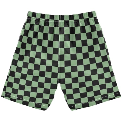 Black Green Checkered Boys Swim Trunks Kids Toddler Beach Board Shorts Teen Quick Dry Bathing Suit Swimsuit2