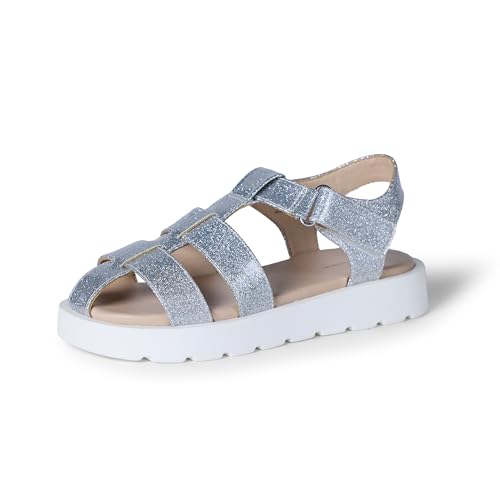 Amazon Essentials Mädchen Sandalen mit geschlossenem Zehenbereich Silber-Glitzer 1 kleines Kind