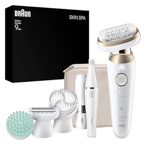 Braun Silk·épil 9 Flex SkinSpa Epilierer Damen, All-in-One Set mit 360° Flex-Kopf für eine Einfache Haarentfernung, Nass & Trocken — Inkl. FaceSpa Epilierer und Mini Gesichtsrasierer — 9-681 3D, Gold