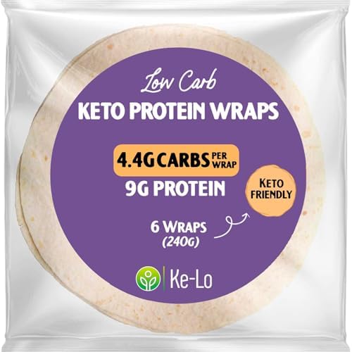 Ke-Lo Low Carb - High Protein Wraps (6 x 40g) | Keto Wraps | Versatile & Convenient Low Calorie Keto Tortillas | Ideal for the Keto Diet | 1g Net Carb