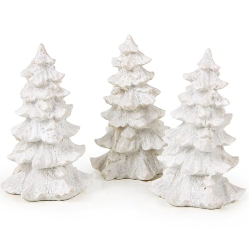 Weihnachtsdeko in Weiß 5 Logbuch-Verlag 3 kleine Deko Bäume Weihnachten 7,5 cm weiß Figuren...