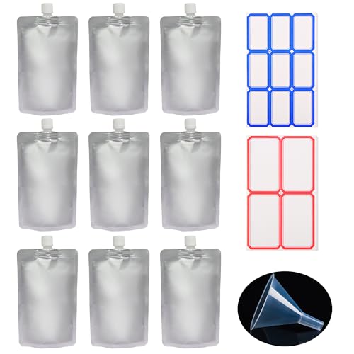 YCCLDIPL 9X 500ml Darkroom Chemical Liquid Storage Bags Film Development Processing Equipment 500ML(14 Stickers with 1 Funnels).