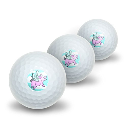 GRAPHICS & MORE Flying Pig - When Pigs Fly Novelty Golf Balls 3 Pack