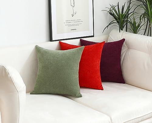 Jeneoo Burgundy Decorative Throw Pillow Covers Soft Chenille Comfy Solid Couch Cushion Case Decor thumb #6
