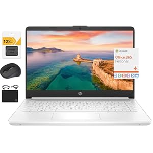 HP Nuevo portátil ultraligero de alta definición de 14 pulgadas, procesador Intel Celeron de cuatro núcleos, 8 GB de RAM, 192 GB (64 GB eMMC+ 128 GB SD), Wi-Fi, hasta 11 horas, Windows 11 S + 1 año