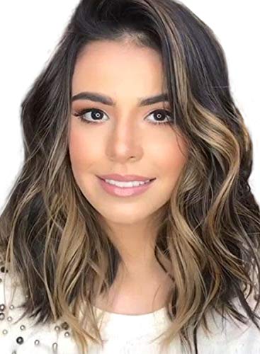 Pelucas de pelo sintético de longitud media para las mujeres pelucas de...