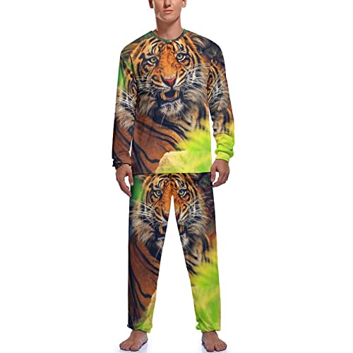 Image of Tiger Men's Pajamas Set Soft Sleepwear Sleep Set Loungewear PJs Sets XL