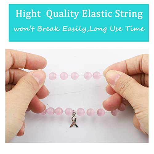 Image of Breast Cancer Awareness Bracelet Pink Rhinestone Ribbon Charm Beads Bracelet Breast Cancer Support Gift (pink FIGHT br)