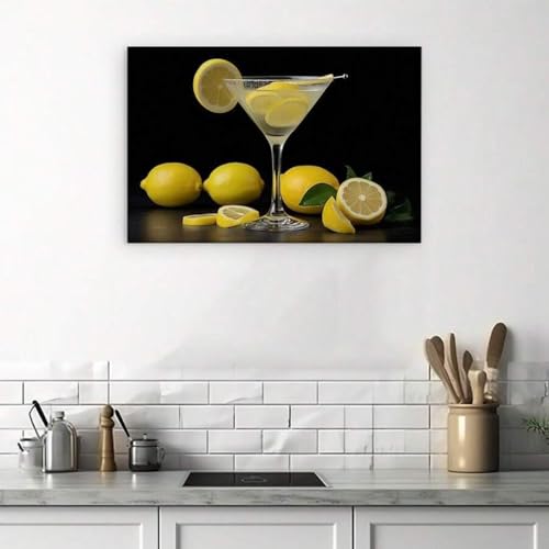 Impression sur toile déco chambre Sip Lemon Bliss cadre 60x80cm