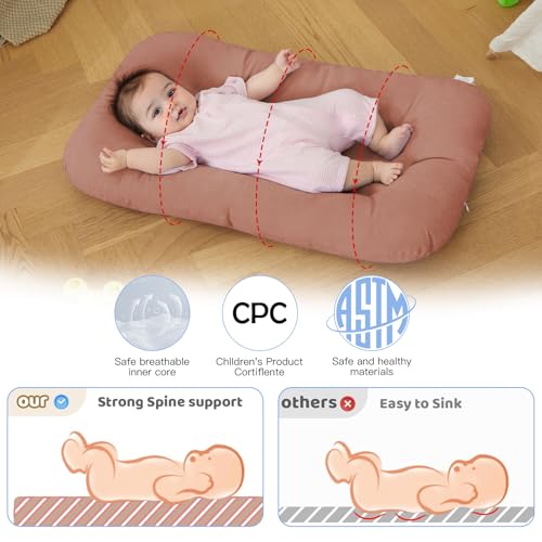Image of Baby Lounger for Newborn, Bionic Design Baby Lounger, Soft Organic Cotton Breathable Lounger for Infants 0-24 Months (Brown)