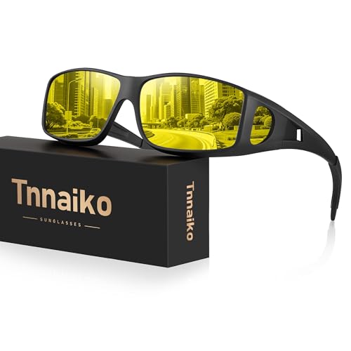 Tnnaiko Night Driving Glasses for Men and Women – Anti-Glare Night Vision Glasses for Safe Driving at Night