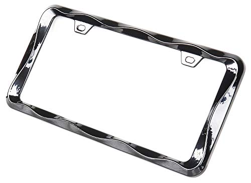 Sgooky 3D Curly Wave Pattern License Plate Holder Black License Plate Frame From Pure Zinc Alloy Metal Perfect Plate Holder #TOP2