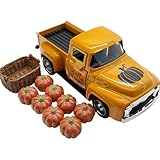 Fall Pumpkin Truck Decors Retro Metal Truck with Pumpkins Ornament Autumn Harvest Farmhouse Table Tiered Tray Autumn Harvest Farmhouse Table Tiered Tray