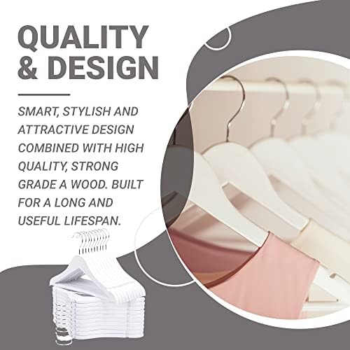AVOS-DEALS-GLOBAL  12 Childrens White Wood Wooden Coat Hangers, High-Grade Kids Hangers with Trouser Bar, 360 Swivel Hook, Heavy Duty Baby Clothes Hangers for Coats, Jackets, Shirts, Pants
