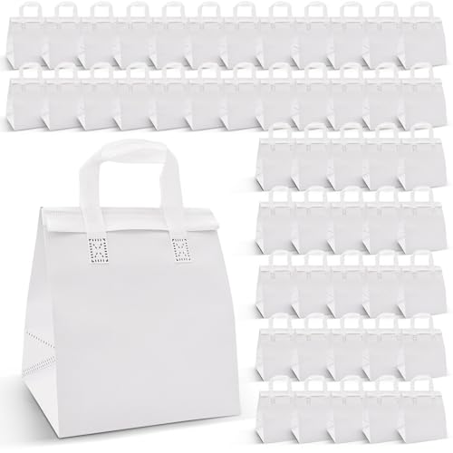 Menintog 50 PCS Insulated Take Away Bags, Small Insulated Cooler Bag Grocery Bags for Coffee Milk Tea Hot Cold Food Fresh Seafood Cooler Pizza Delivery Bags 9.5 x 6 x 9.5 Inches