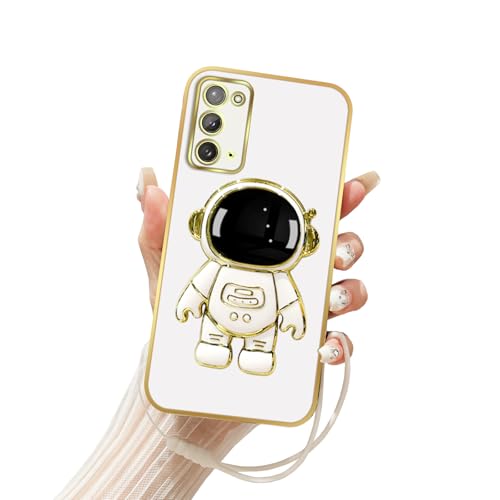Easyscen for Samsung Galaxy Note 20 Phone Case Girl Women Unique White Case, Cute 6D Astronaut Stand Shockproof Protection Silicone Soft Cover