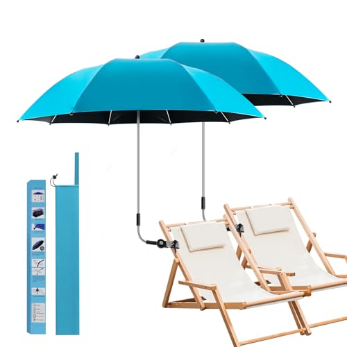 2Pack Parapluie de Chaise avec Pince Universelle, Parasol de chaise Réglable à 360 ° , UPF50+ pour Chaise de Plage, Chaise Patio, Fauteuil Roulant, Chaise...