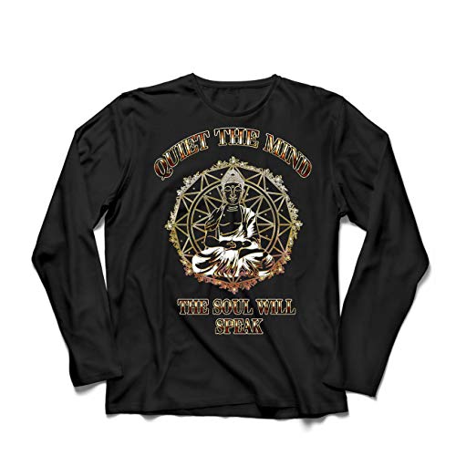 T-Shirt Manches Longues Homme Bouddha pour Yoga et Méditation en Coton Doux