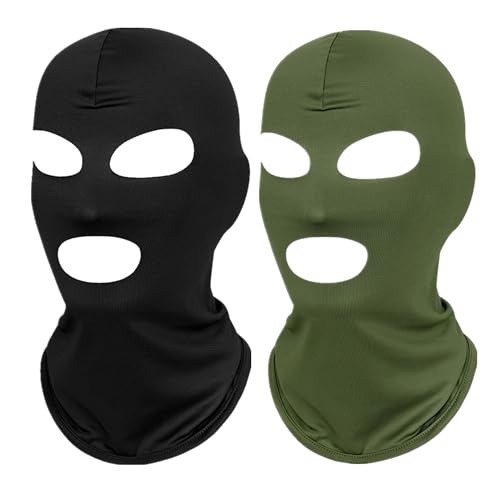 Image of 2Pcs 3 Hole Full Face Mask, Thin Cooling Balaclava Summer Seamless Face Mask for Motorcycle Bike Hunting Cycling Halloween
