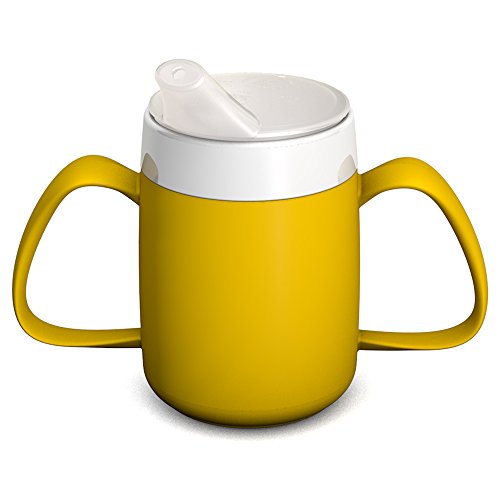 Ornamin 2-hengselbeker met drinktruck, 140 ml, geel, met bijvelopzetstuk (model 815 + 806), speciale drinkhulp, Tremor-beker, snavelbeker