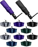 Wesiti 10 Pack Rain Umbrellas Bulk Automatic Open Close Collapsible Umbrella for Men Women (Black, Navy, Green, Grey, Purple)