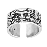 LIGHTAOTAO Anillo Estilo Mujer Vintage en Diseño Flores para Cobre de Acabado en Plata Retro Apertura Ajustable y Decoración Diaria y Fotos
