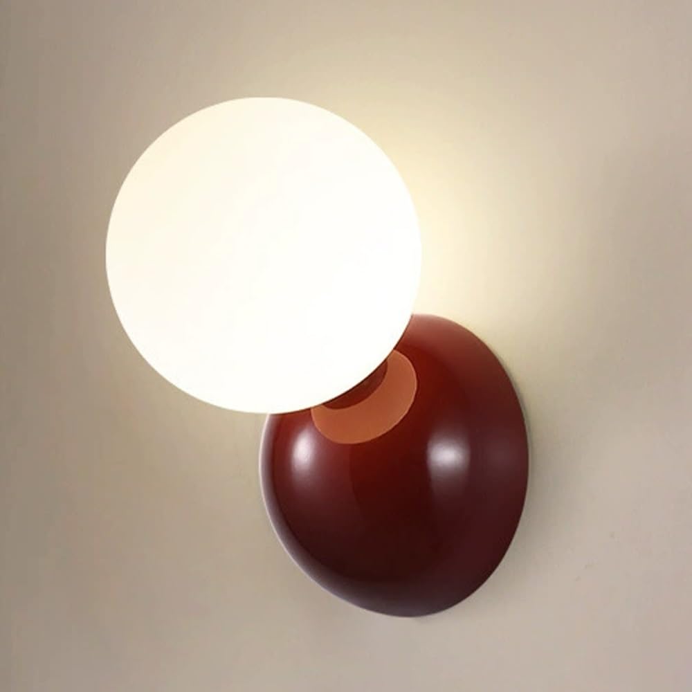SXWNBIFH Nordic Modern Glass Wall Sconce Globe Design Wall Lamp G9 Socket Iron Base Minimalist Wall Light Fixture for Bedroom Bathroom Hallway Living Room Vanity Lighting