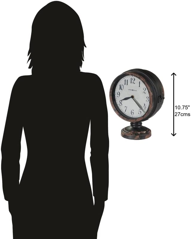 Howard Miller Cramden Mantel Clock 635-195 – Antique Black Tabletop Clock with Quartz Movement, Sturdy Metal Frame, Protective Foam Pad, Arabic Numerals, Vintage for Home or Office