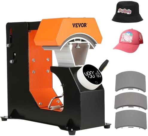 VEVOR 3-in-1 Auto Hat Heat Press Machine for Caps - No Crease, Automatic Release&Press Knob-Style Digital Control Panel, with 3pcs Interchangeable Platens(6.6" x 2.7", 6.6" x 3.8", 6.1" x 3")