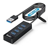 Yinker 3m USB 3.0 Hub 4 Port 5Gbps Geschwindigkeit & 5V USB-C Stromversorgung – USB Hub Splitter für Büro, Home-Office, Gaming & Externe Geräte