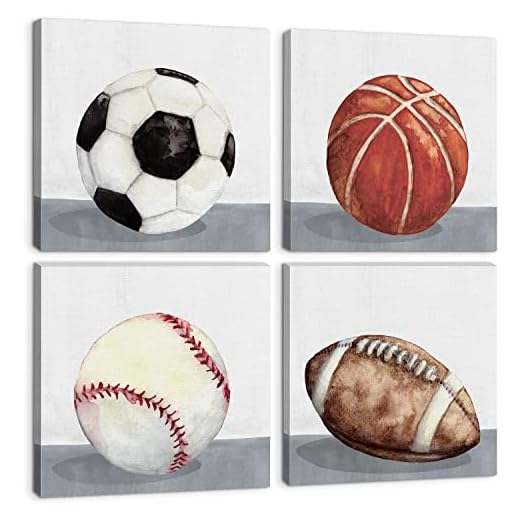 Vintage Sports Wall Art for Boys Bedrooms