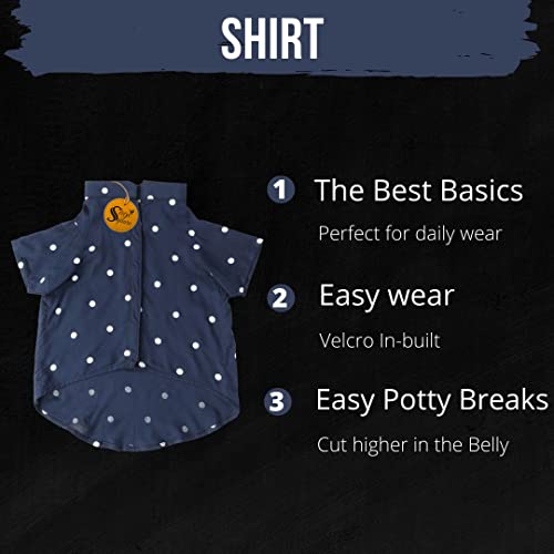 Image of Sage Square Funky Soft Material Dog Shirt | Cool /Funky Print Pet | Soft Light Weight | Comfortable & Breathable Dog Clothing | Trendy Vest Outfit (Polka Blue) (XXXLarge - 30inch)